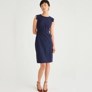 J. Crew Navy Cap-Sleeve Midi Sheath Dress
